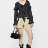 CHIFFON RUFFLE BLOUSE Multi Black / Free