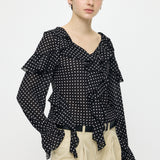 CHIFFON RUFFLE BLOUSE Multi Black / Free
