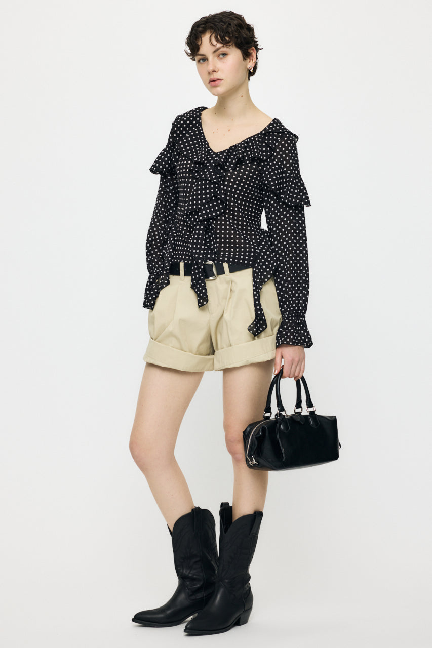 CHIFFON RUFFLE BLOUSE Multi Black / Free