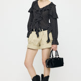 CHIFFON RUFFLE BLOUSE Multi Black / Free