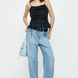 SATIN GATHER CAMI Black / Free