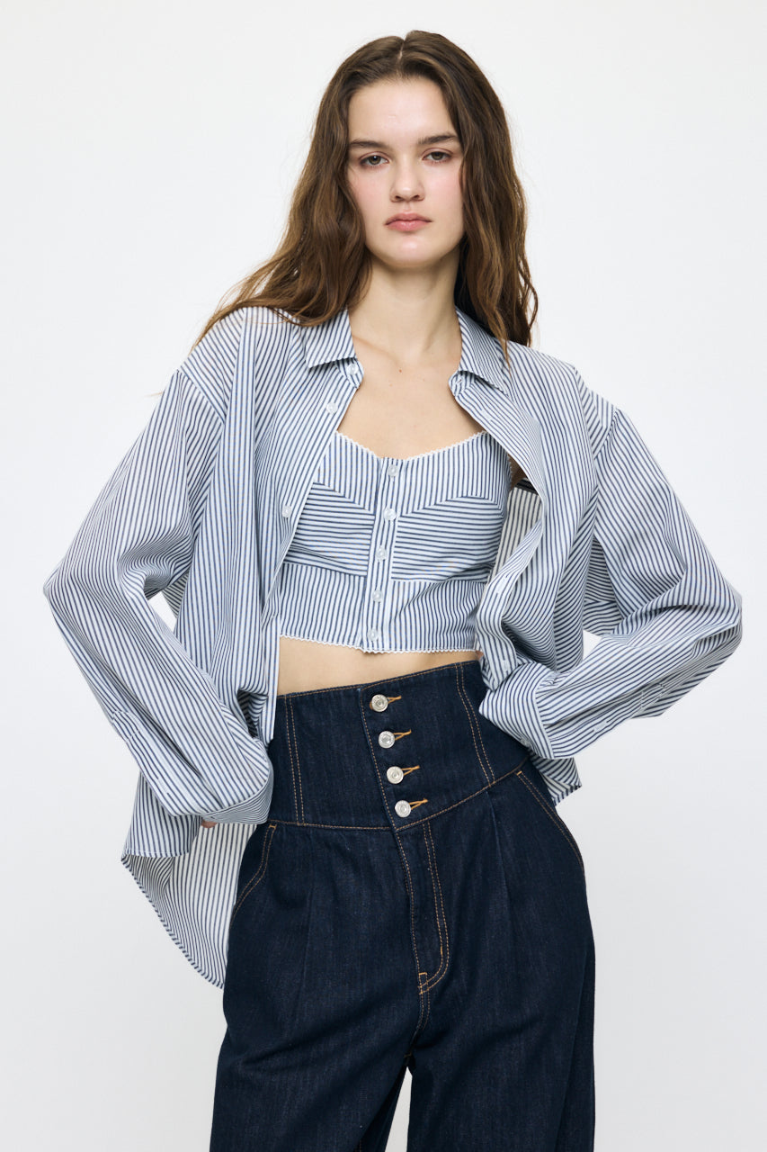 OVER SHIRT & BUISTIER SET Multi Blue / Free