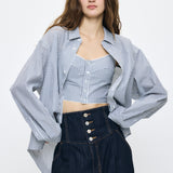 OVER SHIRT & BUISTIER SET Multi Blue / Free