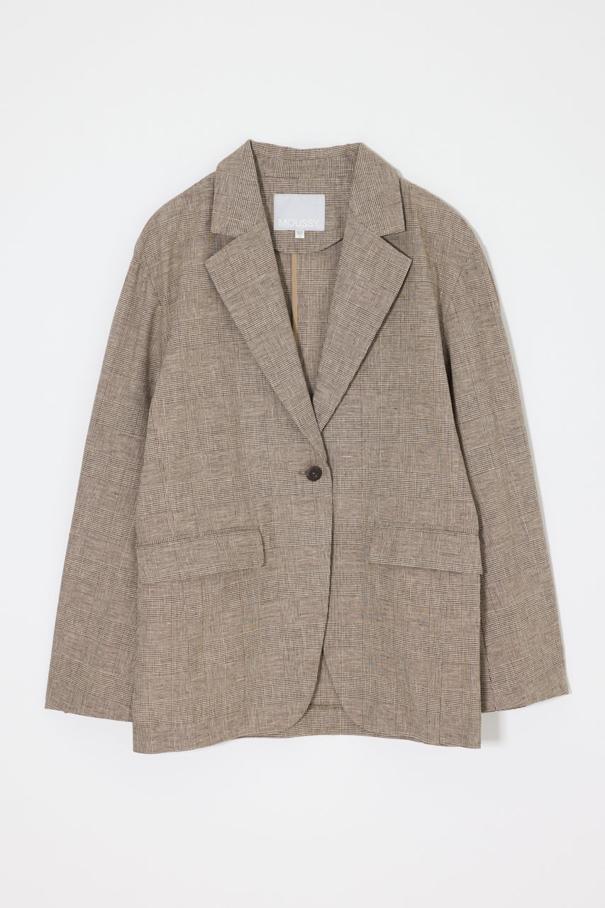 LINEN BLEND OVERSIZED JACKET Brown / Free