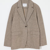 LINEN BLEND OVERSIZED JACKET Brown / Free