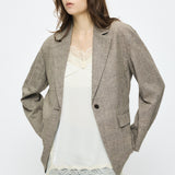 LINEN BLEND OVERSIZED JACKET Brown / Free