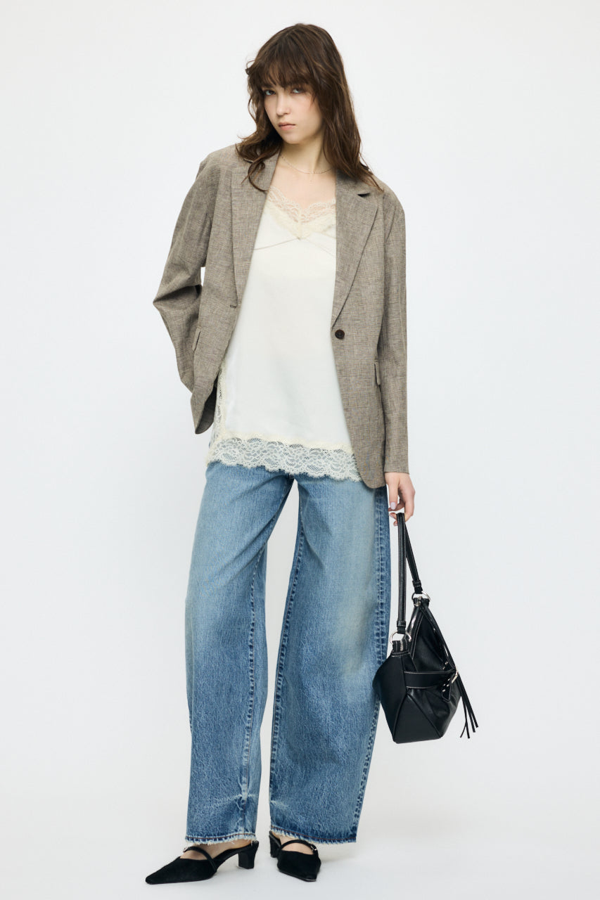 LINEN BLEND OVERSIZED JACKET Brown / Free