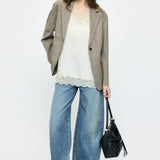 LINEN BLEND OVERSIZED JACKET Brown / Free