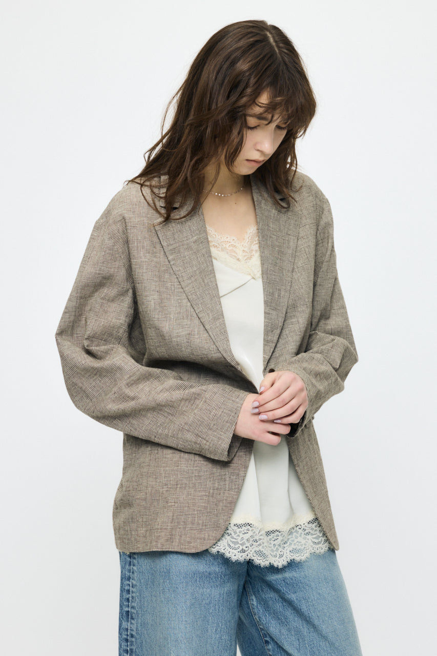LINEN BLEND OVERSIZED JACKET Brown / Free