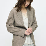 LINEN BLEND OVERSIZED JACKET Brown / Free