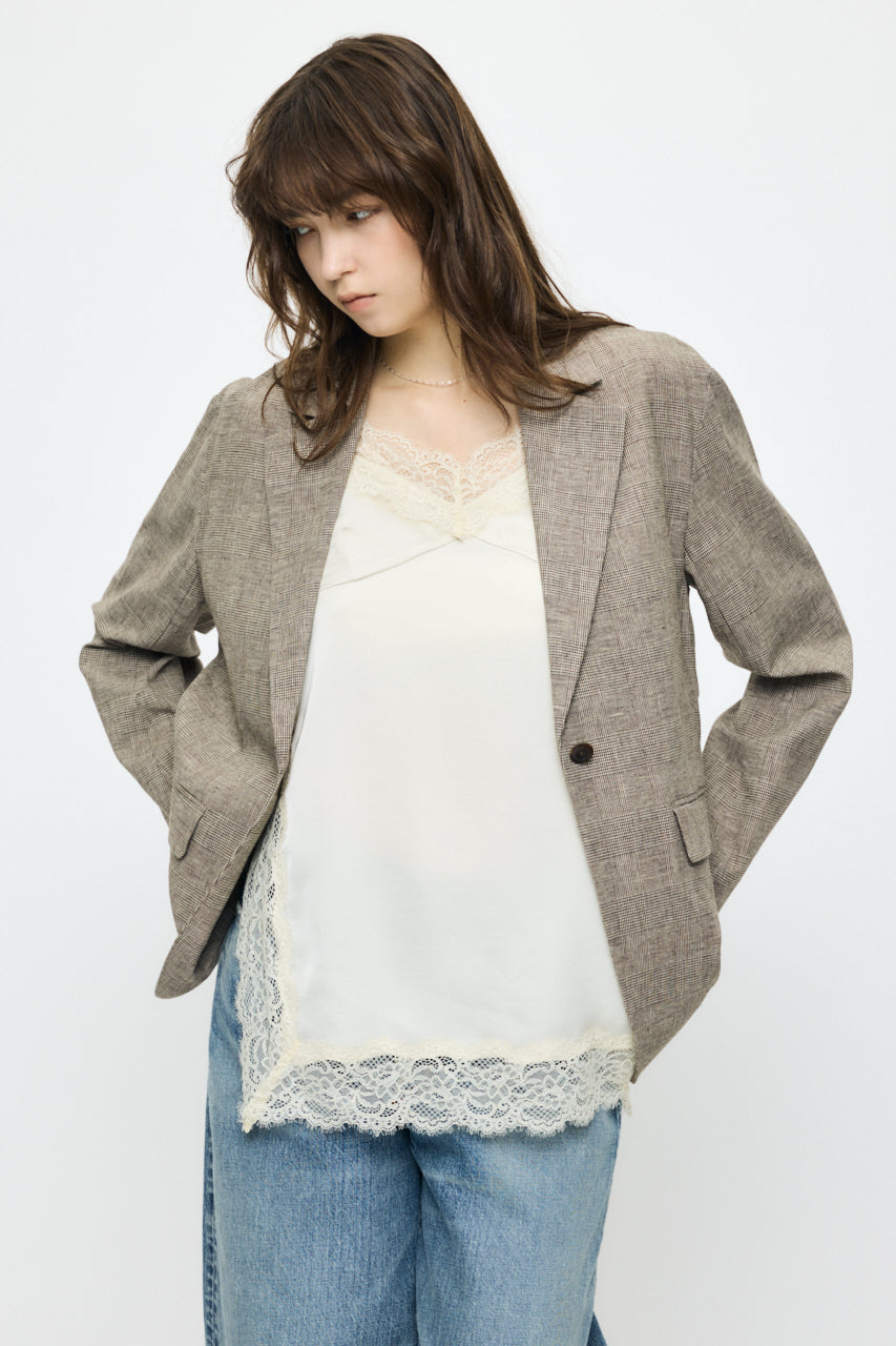 LINEN BLEND OVERSIZED JACKET Brown / Free