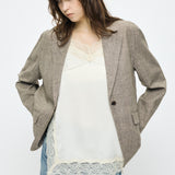 LINEN BLEND OVERSIZED JACKET Brown / Free