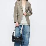 LINEN BLEND OVERSIZED JACKET Brown / Free