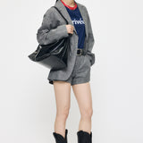 LINEN BLEND OVERSIZED JACKET Gray / Free