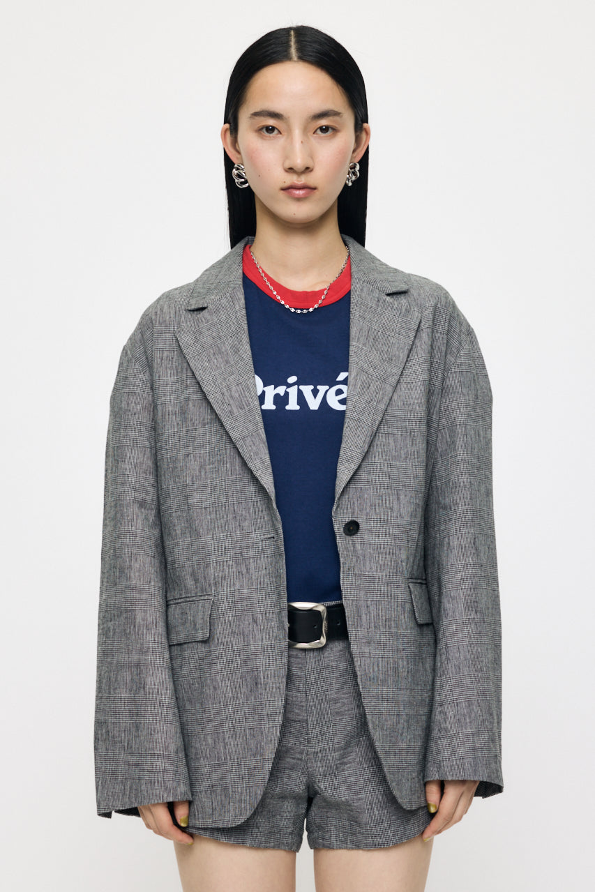 LINEN BLEND OVERSIZED JACKET Gray / Free