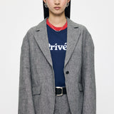 LINEN BLEND OVERSIZED JACKET Gray / Free