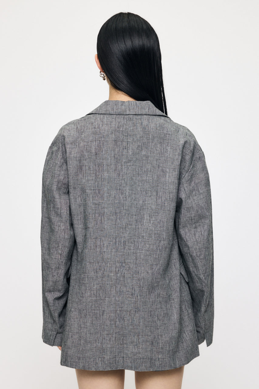 LINEN BLEND OVERSIZED JACKET Gray / Free