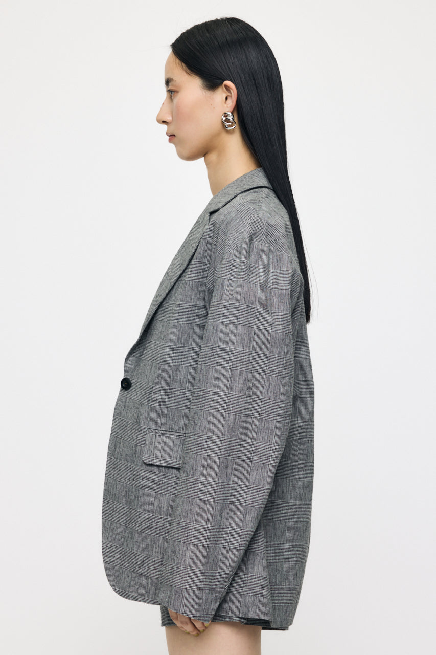 LINEN BLEND OVERSIZED JACKET Gray / Free