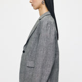 LINEN BLEND OVERSIZED JACKET Gray / Free