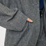 LINEN BLEND OVERSIZED JACKET Gray / Free