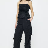 SATIN CARGO PANT Black / 1 (S)