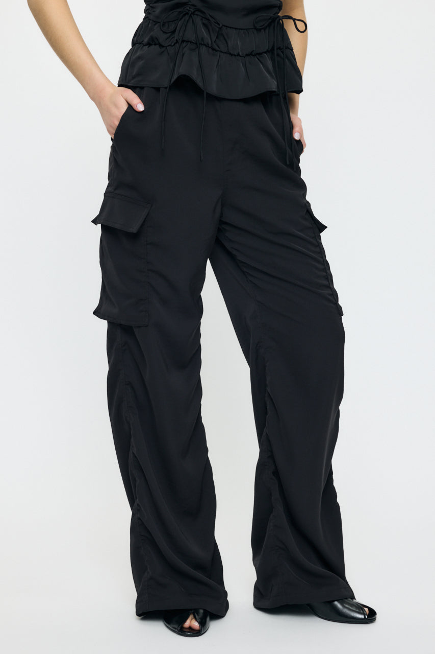 SATIN CARGO PANT Black / 1 (S)