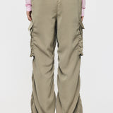 SATIN CARGO PANT Khaki / 1 (S)