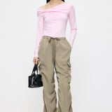 SATIN CARGO PANT Khaki / 1 (S)