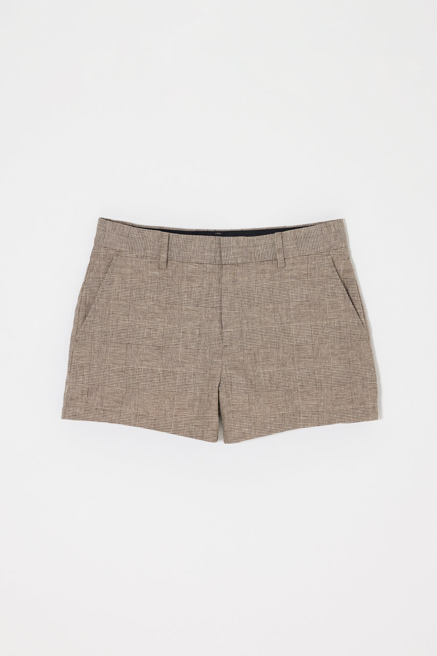 LINEN BLEND MICRO SHORTS Brown / 1 (S)
