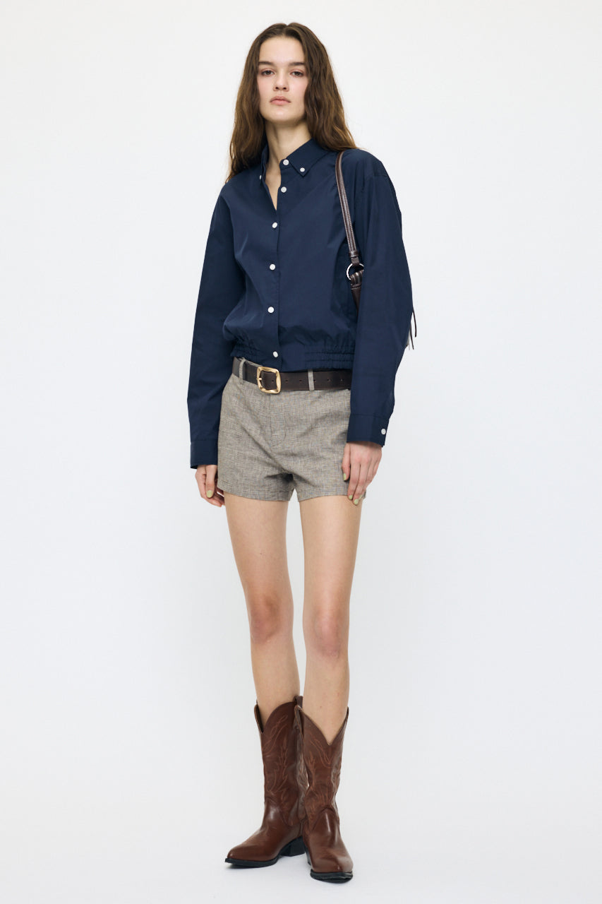 LINEN BLEND MICRO SHORTS Brown / 1 (S)