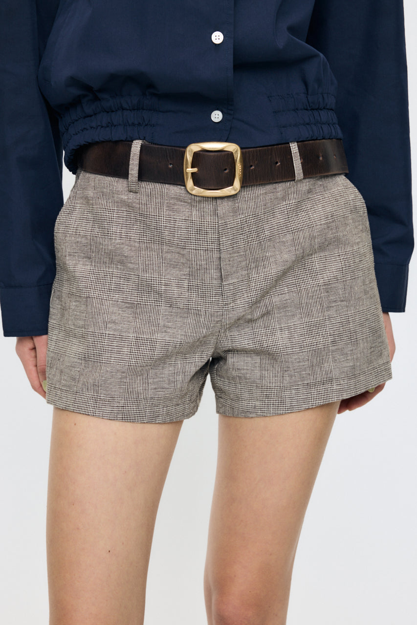 LINEN BLEND MICRO SHORTS Brown / 1 (S)