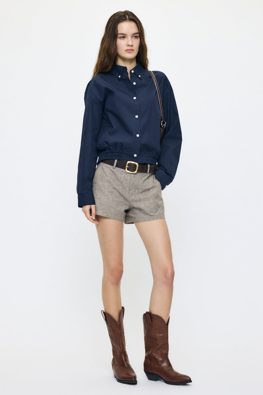 LINEN BLEND MICRO SHORTS Brown / 1 (S)