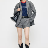LINEN BLEND MICRO SHORTS Gray / 1 (S)