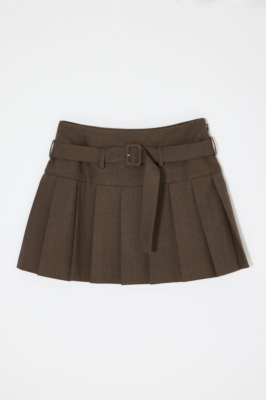 LOW SLUNG PLEATED MINI SKIRT - JS Brown / 1 (S)
