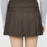 LOW SLUNG PLEATED MINI SKIRT - JS Brown / 1 (S)