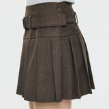 LOW SLUNG PLEATED MINI SKIRT - JS Brown / 1 (S)
