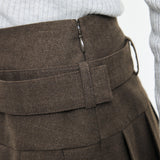 LOW SLUNG PLEATED MINI SKIRT - JS Brown / 1 (S)