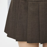LOW SLUNG PLEATED MINI SKIRT - JS Brown / 1 (S)