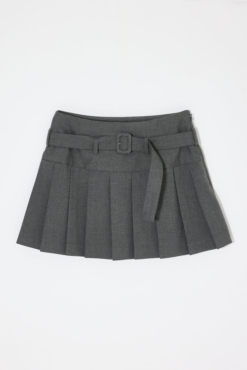 LOW SLUNG PLEATED MINI SKIRT - JS Gray / 1 (S)