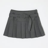 LOW SLUNG PLEATED MINI SKIRT - JS Gray / 1 (S)