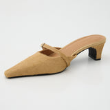 STRAP POINTED MULE Beige / M