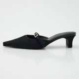 STRAP POINTED MULE Black / M