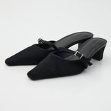 STRAP POINTED MULE Black / M