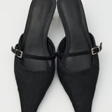STRAP POINTED MULE Black / M