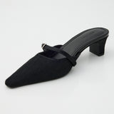 STRAP POINTED MULE Black / M