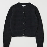 SHADOW STRIPE KNIT CARDIGN Black / Free