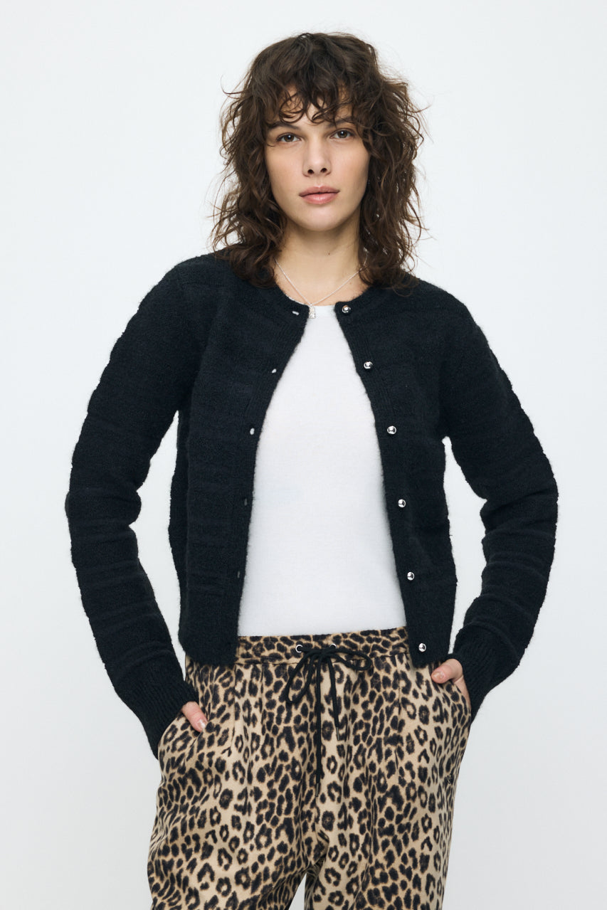 SHADOW STRIPE KNIT CARDIGN Black / Free