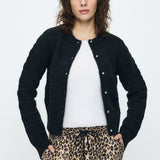 SHADOW STRIPE KNIT CARDIGN Black / Free