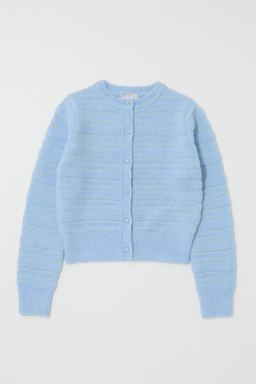 SHADOW STRIPE KNIT CARDIGN Light Blue / Free