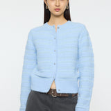 SHADOW STRIPE KNIT CARDIGN Light Blue / Free